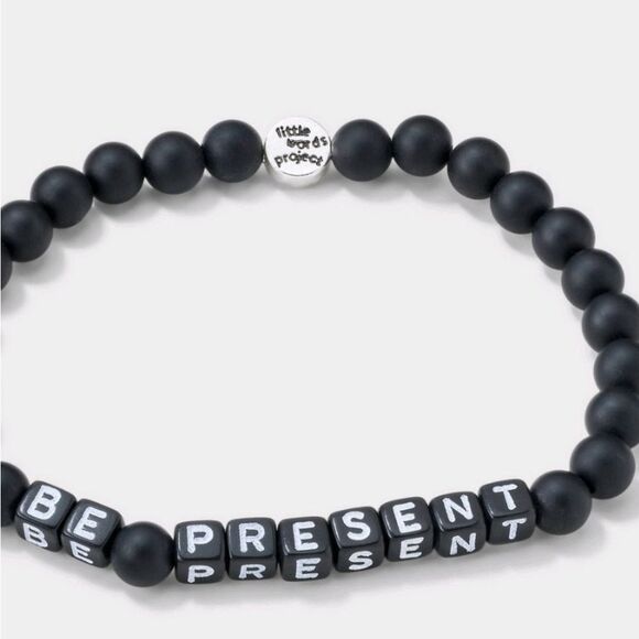 Little Words Project "Be Present" Beaded Bracelet- Black - Picture 2 of 8